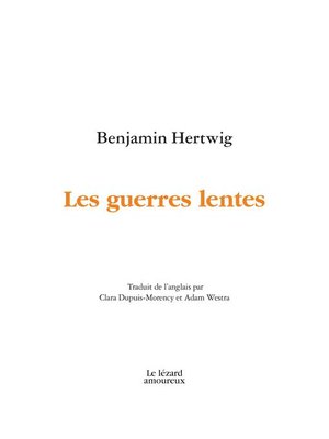 cover image of Les guerres lentes